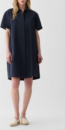 Lafayette 148 New York Pleated Organic Cotton Poplin Shirtdress in Ink at Nordstrom, Size X-Large