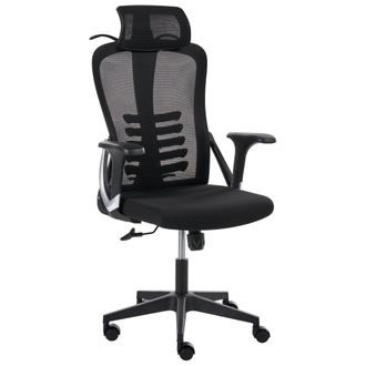 Beliani Silla De Oficina Giratoria Ergon&oacute;mica De Malla Ruedas De Pl&aacute;stico Reclinable Regulaci&oacute;n Altura Reposabrazos Reposacabezas Ajustable Negro Ergonox