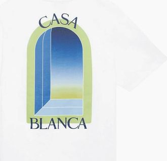 Casablanca Mens Arches Logo Regular Fit White/Lime T-Shirt - Size: 40