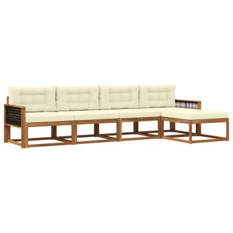 vidaXL Conjunto De Sof&aacute;s De Exterior Con Coj&iacute;n 5 Pcs Natural Y Crema Vidaxl
