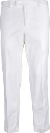 Pantaloni Torino White Stretch Cotton-Blend Formal Pants