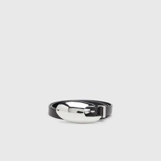 Diesel 1.5cm slim leather belt with sculptural buckle - Belts - Woman - Black