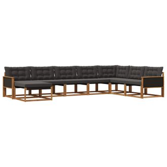 vidaXL Conjunto De Sof&aacute;s De Exterior Con Coj&iacute;n 8 Pcs Natural Y Negro Vidaxl