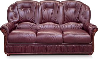 Vente-Unique Sof&aacute; 3 plazas 100% piel de b&uacute;falo DAPHNE - granate