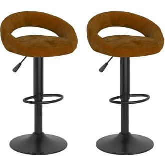 vidaXL Taburetes De Cocina 2 Unidades Terciopelo Marr&oacute;n Vidaxl