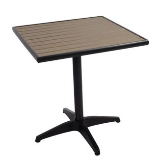 Hhg Nunca Usado] Mesa De Jard&iacute;n Hhg 861, Mesa De Balc&oacute;n Mesa Bistro, Gastronom&iacute;a Revestimiento Exterior Aluminio Aspecto Madera, Negro, Gris