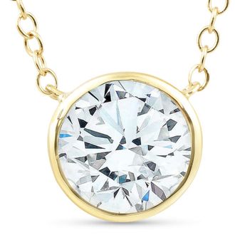 Pompeii3 1.88Ct Round Solitaire Diamond Bezel Pendant 14k Yellow Gold Lab Grown