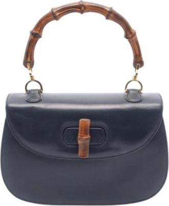 Gucci Pre-owned Vintage Handbag - Dames - Vintage Handtas - Blauw - ONE Size - Leer - Vintage