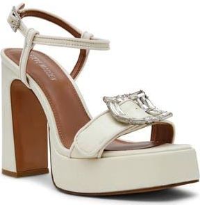 Steve Madden Liandra Ankle Strap Platform Sandal in Ivory Satin at Nordstrom Rack, Size 8.5