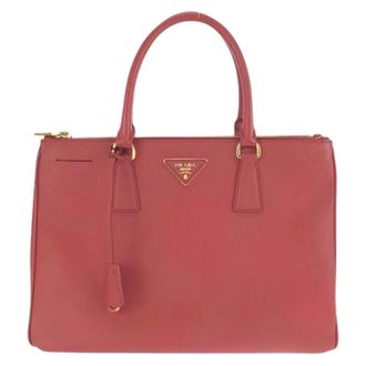 Prada Pre-owned Handbags, female, Red, Size: ONE SIZE Pre-owned Saffiano Leather Tote Bag