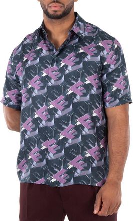 Fendi FF Motif Italian-Style Silk Shirt, Brand Size 40 (Neck Size 16)