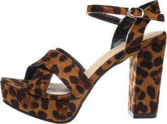 Generic Womens Platform High Heel Sandals with Ankle Strap Spring Summer Fashion Block Heel Dress Shoes for Weddings and Parties (Brown, 4.5)