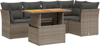 vidaXL Vidaxl - Juego De Sof&aacute;s Jard&iacute;n Con Cojines 5 Pzas Rat&aacute;n Sint&eacute;tico Gris