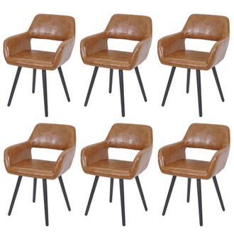 Hhg Hhg - Juego De 6 Sillas De Comedor 429 Ii, Silla De Cocina, Dise&ntilde;o Retro A&ntilde;os 50, Imitaci&oacute;n De Ante, Patas Oscuras