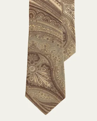 Ralph Lauren Purple Label Paisley Linen-Silk Tie