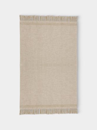 De Le Cuona Hoxton Linen Fringed and Leather-Detail Bed Blanket (94.5in/2.4m)