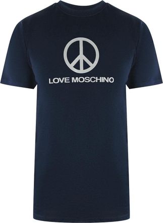 Moschino Love Moschino Peace Logo Marineblauw T-shirt