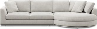 Castlery Hamilton Round Chaise Sectional Sofa Right Facing Customized, Performance Classic Twill Medium Grey, Spill Resistant, Removable Covers for Sofas