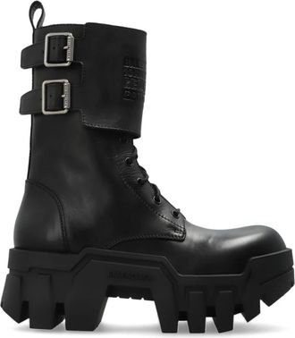 Balenciaga Lace-up Boots, female, Black, Size: 10 US Bulldozer Combat Platform Ankle Boots