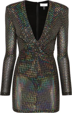 Nissa long-sleeve sequined minidress - women - Polyester/Lurex/Polyester/Spandex/Elastane/Elastane - 36 - Black
