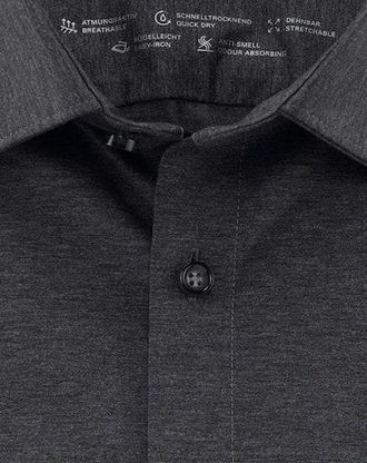 Olymp Businesshemd OLYMP No. Six 24/Seven super slim, Herren, Gr. 37, N-Gr, grau (anthrazit), Web, Obermaterial: 92% Baumwolle, 8% Elasthan, sehr schmal, He