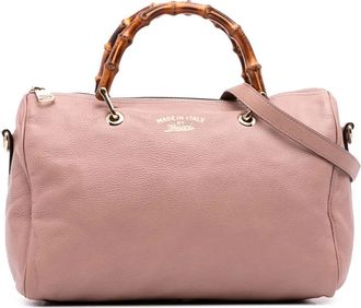 Gucci 2016-2025 Medium Calfskin Bamboo Shopper Boston Bag satchel - Pink
