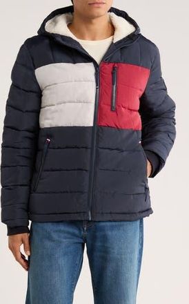 Tommy Hilfiger Hooded Puffer Jacket in Navy Fabric at Nordstrom Rack, Size Xx-Large