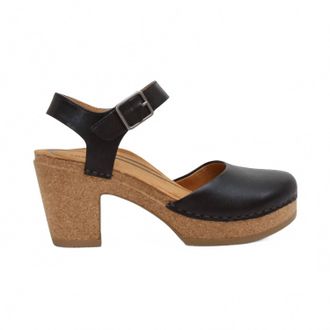 Aetrex Womens Finley Quarter Strap Cork Heel In Black