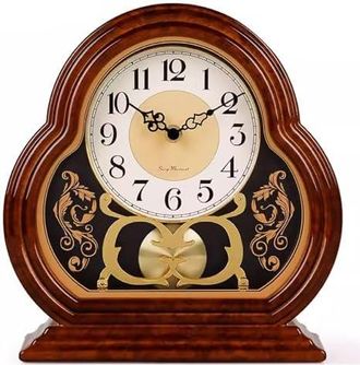 OEM Reloj De Sobremesa De Madera A Pilas Con Mecanismo Silencioso - Dise&ntilde;o Vintage Para Sal&oacute;n, Oficina, Estanter&iacute;a O Decoraci&oacute;n De Chimenea