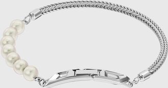 Diesel Sterling silver chain and pearl bracelet - Bracelets - Unisex - Silver