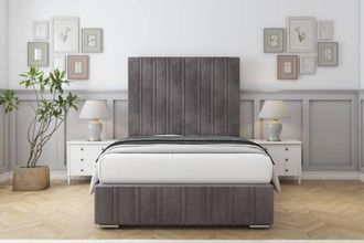 Sloomy Langston Naples Frame-Mattress - 50 Upholstered Headboard in Grey | Size: Super King