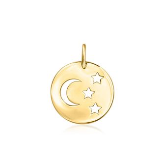 Ross-Simons Italian 14kt Yellow Gold Moon and Stars Cutout Disc Pendant