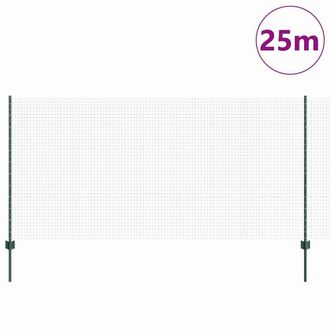Berkfield Home Green Welded Wire Fence with 11 U Posts Green 1.2x25 m Steel