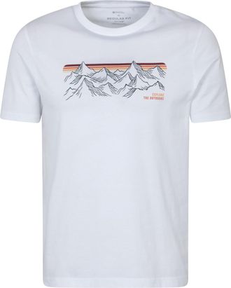 Mountain Warehouse Mountain Stripe Mens Graphic T-Shirt - Lightweight Tee in Breathable Fabric for Outdoor Escapes & Casual Comfort - Spring, Summer, & Outdoors White M