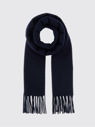 Jil Sander Pure Virgin Wool Scarf with Fringed Edges and Logo