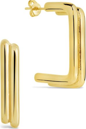 Sterling Forever Baguette Hoop Earrings in Gold at Nordstrom Rack