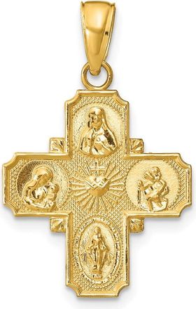 Diamond2Deal 14k Yellow Gold 4-Way Medal Pendant