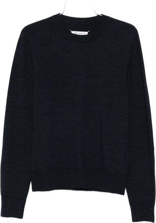 Maison Margiela Maglione in lana con applicazione sui gomiti - Blu