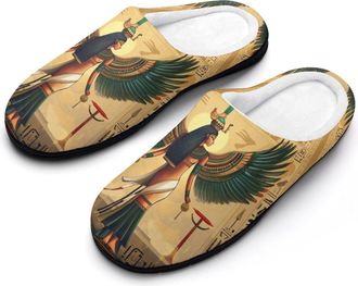 Generic Egypt Old Egyptian Wings Tribal Womens Slippers Warm House Slippers Indoor House Shoes with Anti-Skid Rubber Sole