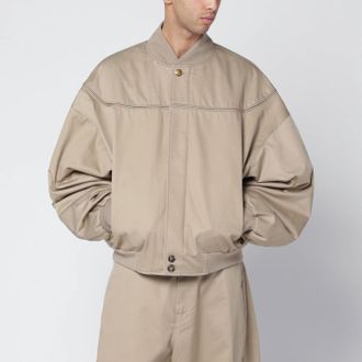 Willy Chavarria Gas Station Beige Cotton Blend Bomber Jacket