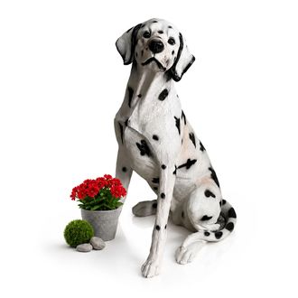 Relaxdays Figura Jard&iacute;n Relaxdays, Perro D&aacute;lmata, 83 X 39 X 52 Cm, Poliresina, Resistente A La Intemperie, Blanco/negro