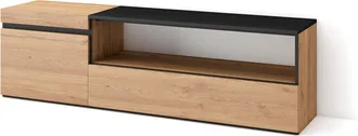 Skraut Home Skraut Home - Mueble Tv, Televisi&oacute;n, Muebles De Sal&oacute;n, Almacenaje, 150x45x35cm, Para Tv Hasta 65, Con Almacenamiento, Estilo Moderno, Roble Y Negro