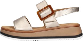 Gabor Gouden Leren Sandalen Stijlvol - Dames - Sandalen - Geel - 39 EU - Leer - Schoenen