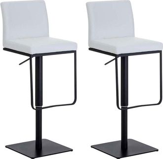 Clp Lote de 2 taburetes de bar Panamá tapizados en polipiel Blanco Negro