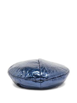 Maison Michel metallic-effect leather beret - Blue