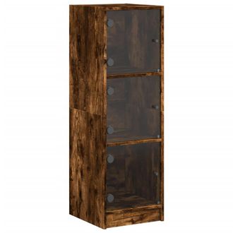 vidaXL Vidaxl - Aparador Con Puertas De Vidrio Roble Ahumado 35x37x109 Cm