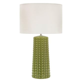 Mauro Ferretti L&aacute;mpara de mesa de cer&aacute;mica verde con pantalla blanca, &oslash; 30x52 cm