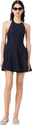 Maje Short denim dress with brooch in Navy at Nordstrom, Size 36