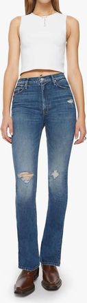 Mother Womens Morning Chores High Waisted Jeans In Blue