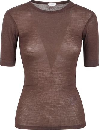 Versace T-shirts en Polos - Dames - T-shirts - Bruin - XS - Wol - Tops